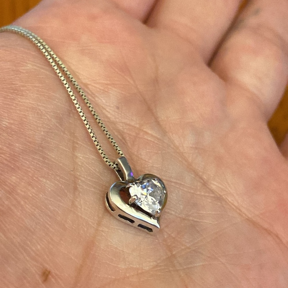 Vintage Sterling CZ heart pendant
